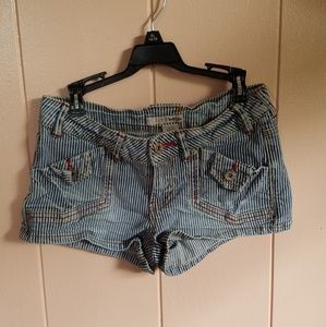 Pin Stripe Denim Shorts
